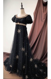 Faeries Daffodil Yoru Nova Black Gold Embroidered Daily and Trailing One Piece(Reservation/Full Payment Without Shipping)